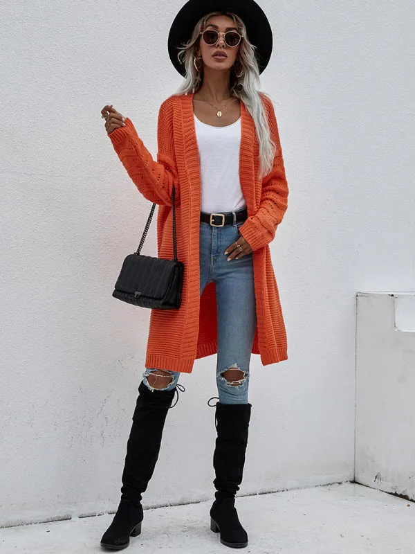 Open Front Cozy Knit Longline Cardigan Sweater