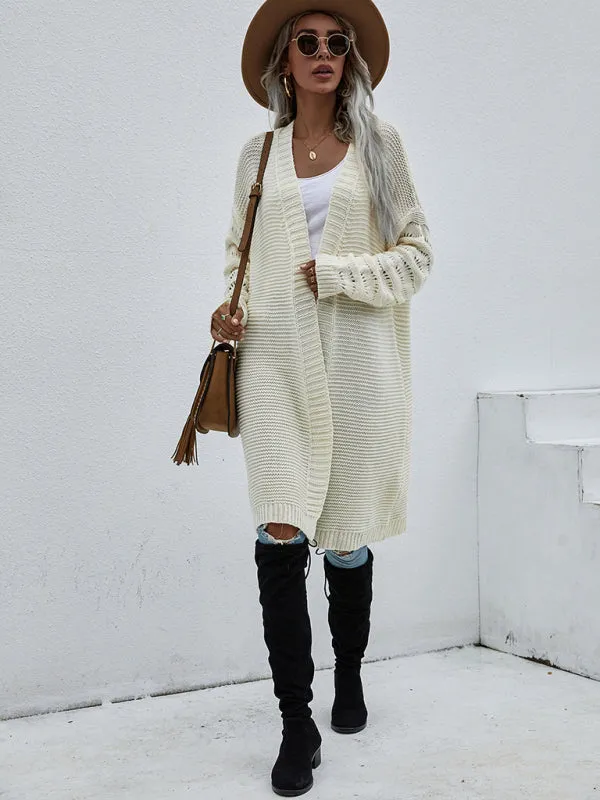 Open Front Cozy Knit Longline Cardigan Sweater