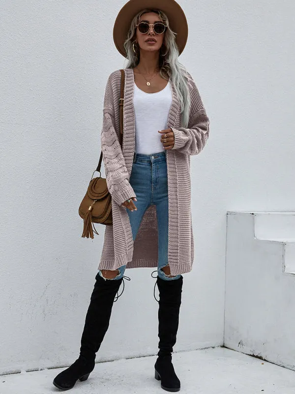Open Front Cozy Knit Longline Cardigan Sweater