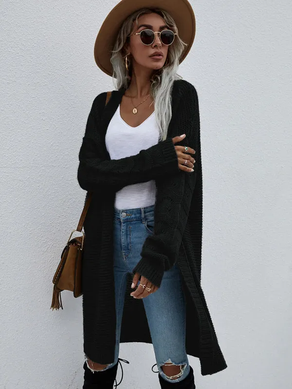 Open Front Cozy Knit Longline Cardigan Sweater