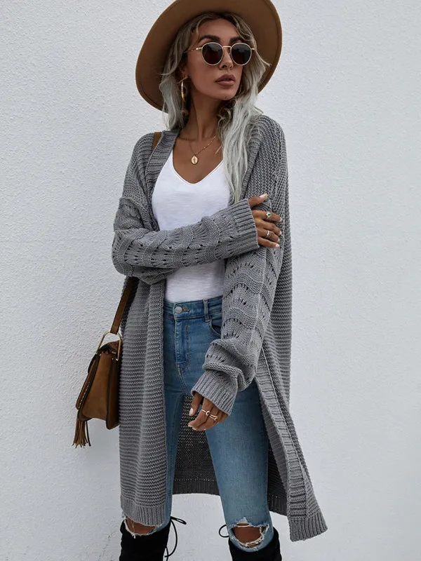 Open Front Cozy Knit Longline Cardigan Sweater