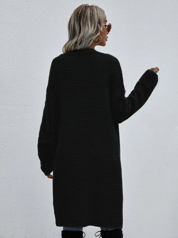Open Front Cozy Knit Longline Cardigan Sweater