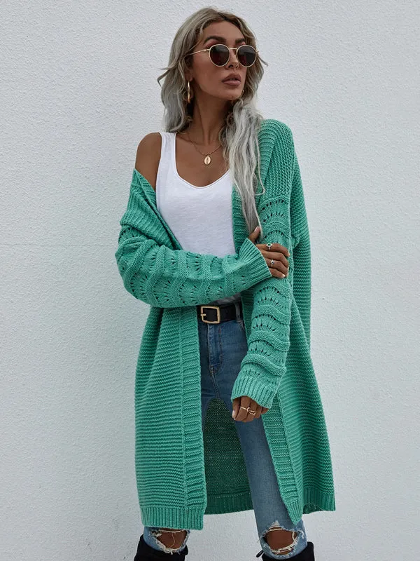 Open Front Cozy Knit Longline Cardigan Sweater