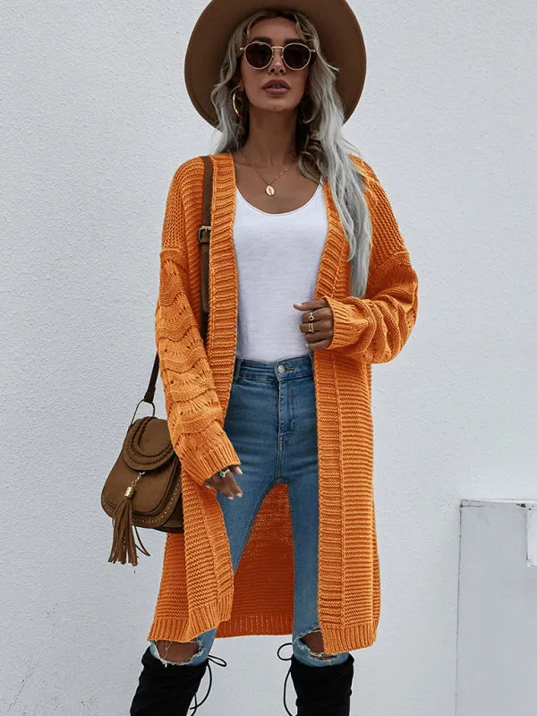 Open Front Cozy Knit Longline Cardigan Sweater