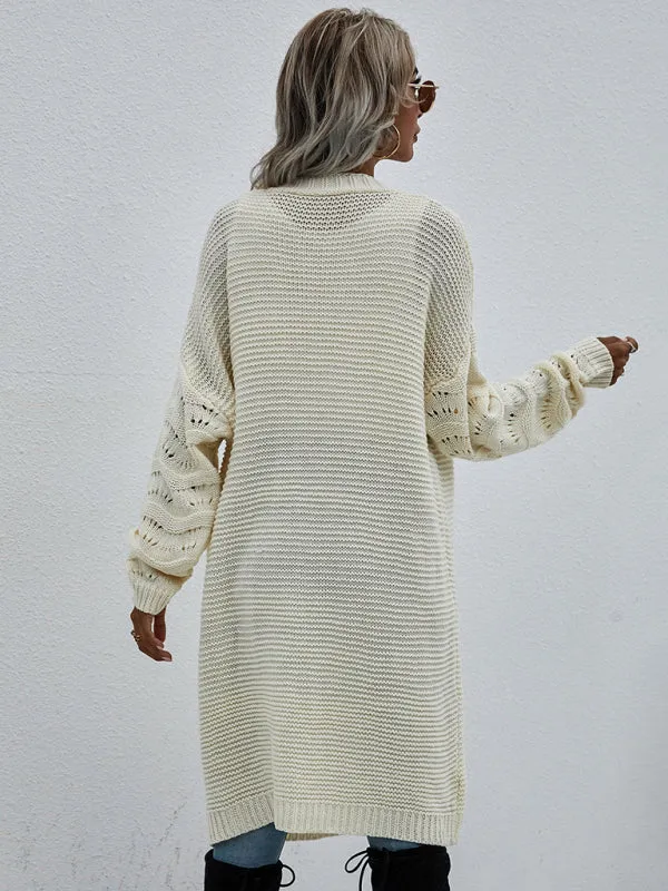 Open Front Cozy Knit Longline Cardigan Sweater