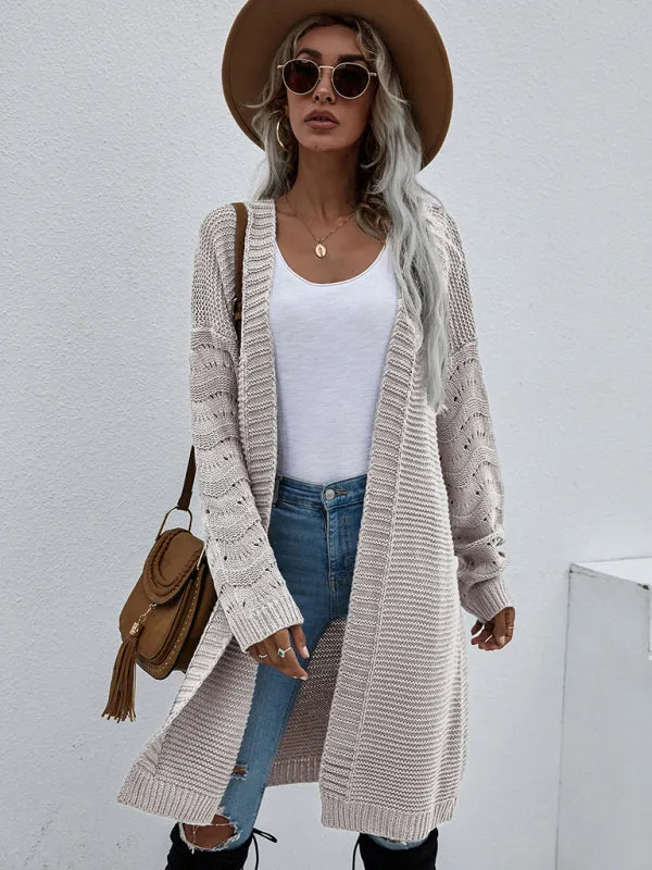 Open Front Cozy Knit Longline Cardigan Sweater