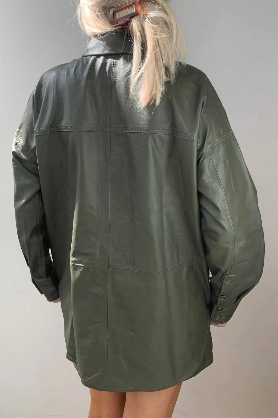 Ryley Leather Shirt Army Green