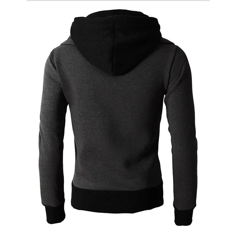 Solid Color Comfortable Coats - Zip Up Grey Black Coat