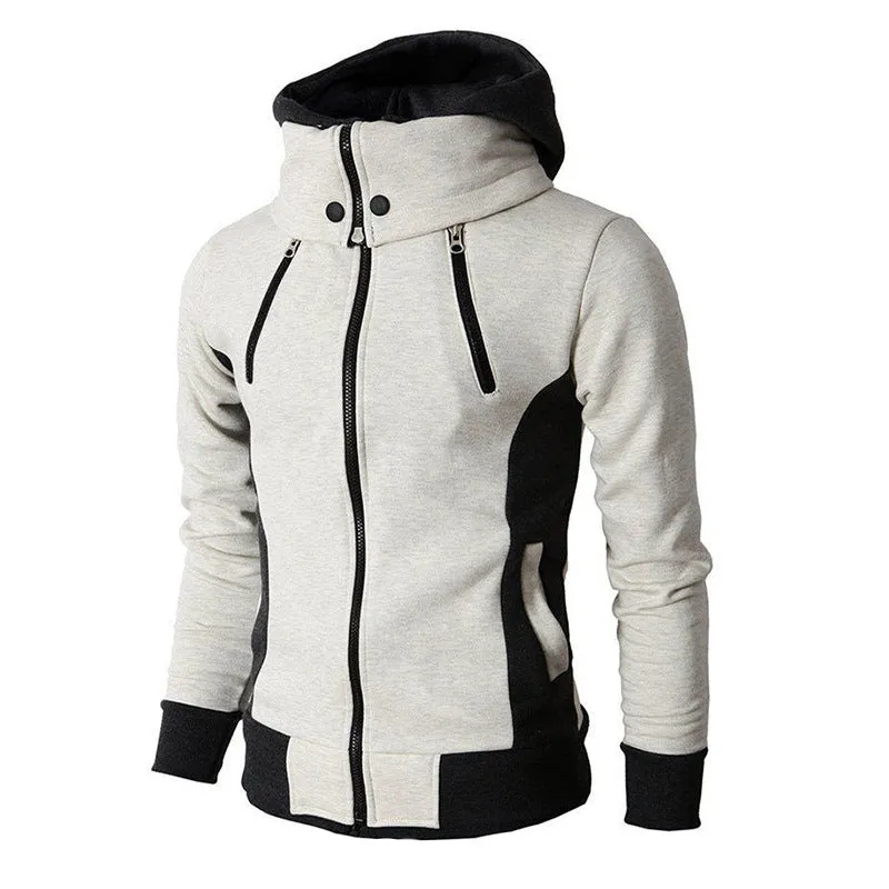 Solid Color Comfortable Coats - Zip Up Grey Black Coat