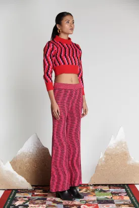 Staggered Knit Bell Trousers