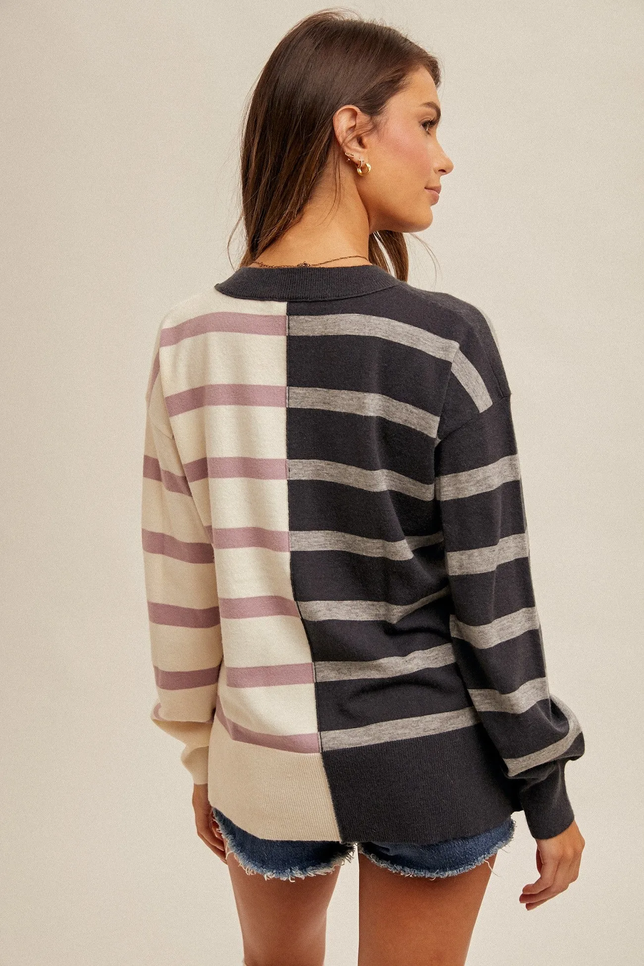 Striped Dolman Sleeve Sweater