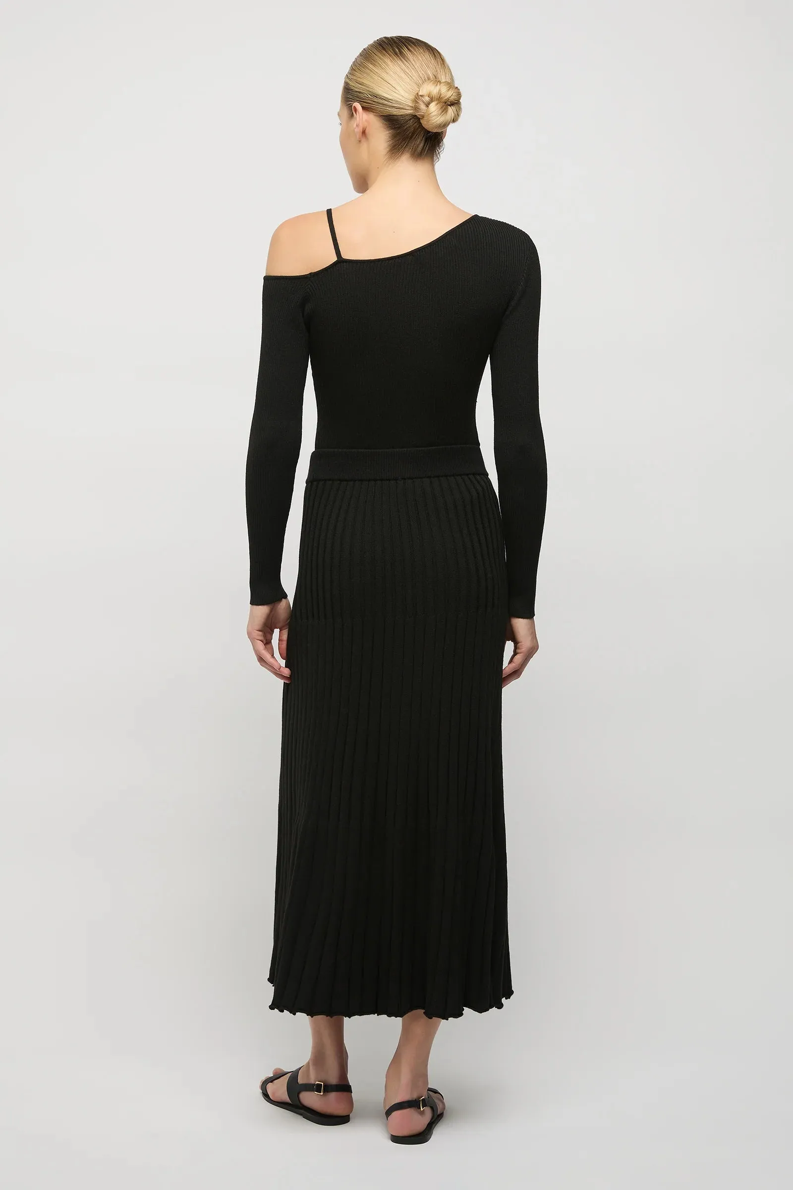 Vlada Asymmetric Knit Top Black