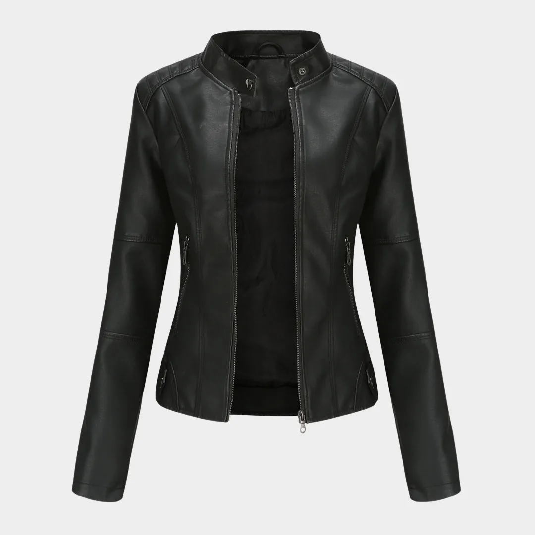 Women's Faux Leather Moto Jacket - Biker Style - Zip-Up - Multiple Colours