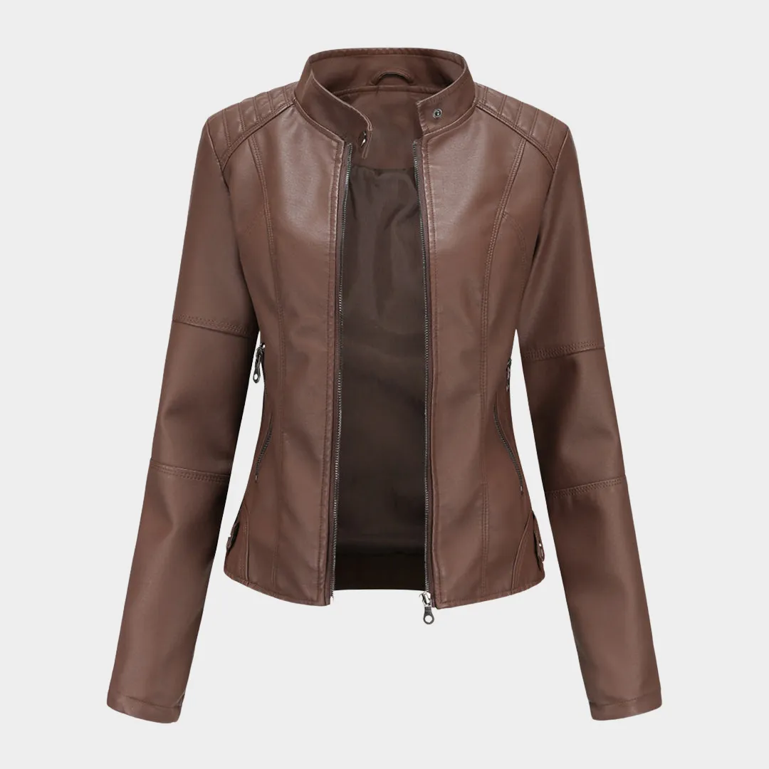 Women's Faux Leather Moto Jacket - Biker Style - Zip-Up - Multiple Colours
