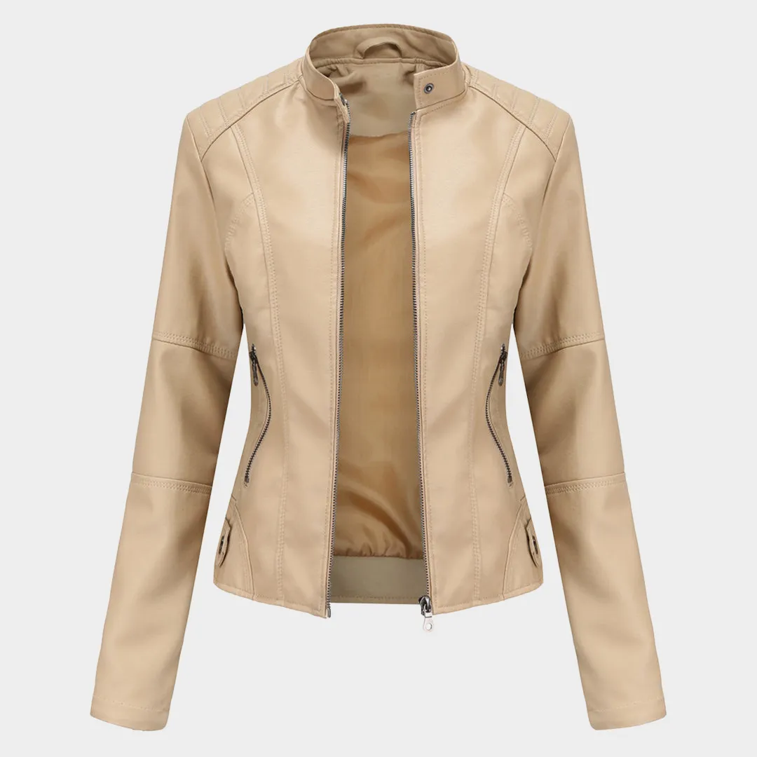 Women's Faux Leather Moto Jacket - Biker Style - Zip-Up - Multiple Colours